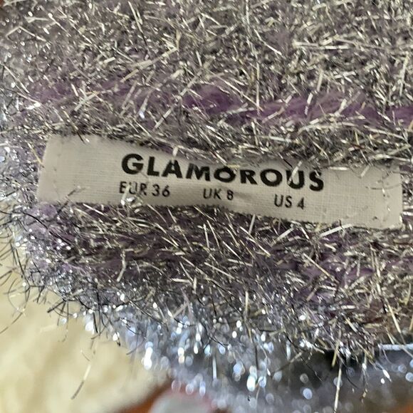 GLAMOROUS Size 4 SILVER TINSEL SWEATER - Picture 3 of 8